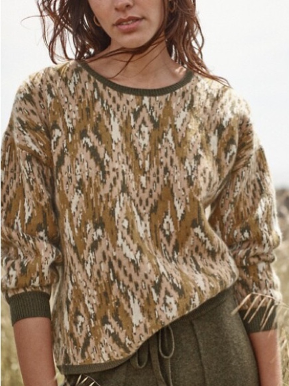 Garnet Hill Ikat Cashmere Sweater Size Large